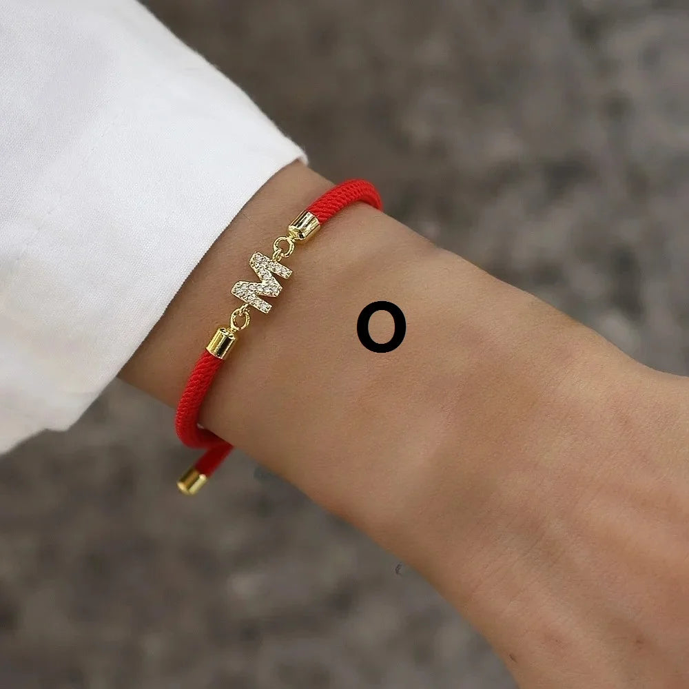 2023 New Pave Zircon A-Z Initial Letter Bracelets For Women Colorful Adjustable Rope Charm Bracelet For Women Jewelry Gift