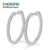 KNOBSPIN D VVS1 Moissanite Hoop Earrings for Women Sparking Diamond with GRA Original s925 Sterling Silver Plated 18k Earring Jewelry and Clovers