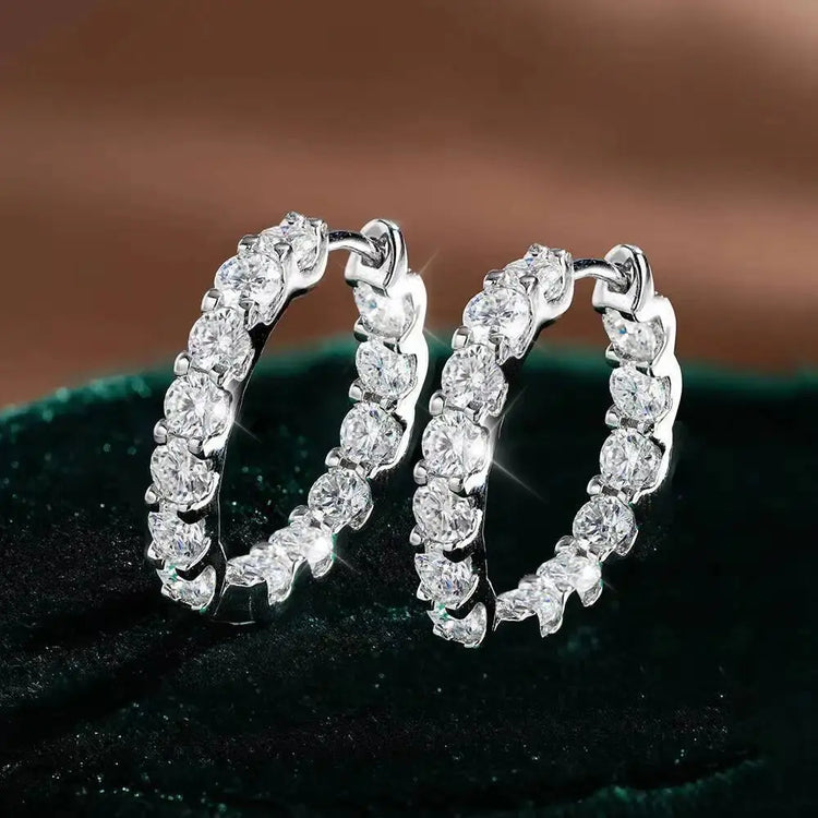 2.6ct D Color Moissanite 925 Sterling Sliver Plated White Gold Hoop Earring’s Jewelry and Clovers