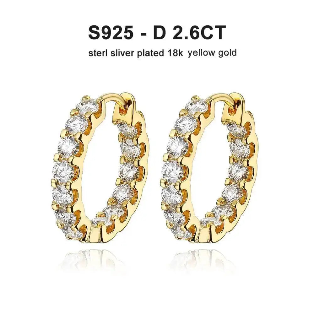 2.6ct D Color Moissanite 925 Sterling Sliver Plated White Gold Hoop Earring’s
