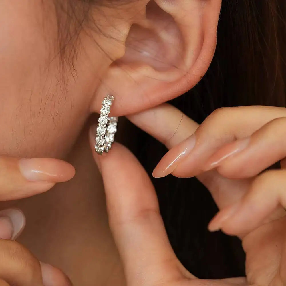 2.6ct D Color Moissanite 925 Sterling Sliver Plated White Gold Hoop Earring’s