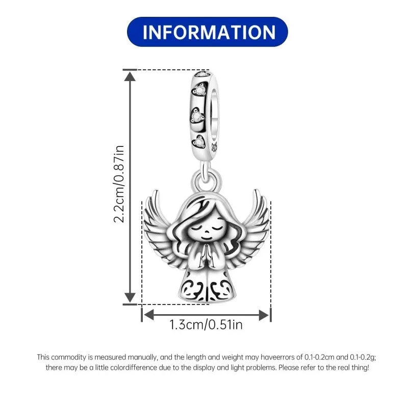 MISEFF New Original Bracelet 925 Sterling Silver Lovely Angel Girl Charms Beads For Jewelry Gifts
