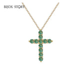 BIJOX STORY 3mm Moissanite Cross Pendant Necklace Original Sterling SILVER Chain Plated 18k White GOLD Rose GOLD Fine Necklace for Women Great For Gift via Family Jewelry and Clovers