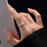 Real 925 Sterling Silver Zircon Camellia Rose Plant Adjustable Rings for Women Romantic Fine Jewelry Minimalist Accessories Jewelry and Clovers