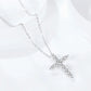 BIJOX STORY 3mm Moissanite Cross Pendant Necklace Original Sterling SILVER Chain Plated 18k White GOLD Rose GOLD Fine Necklace for Women Great For Gift via Family Jewelry and Clovers