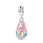 Charms Beads 925 Sterling Silver Pink Love Bow Rubik&