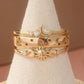3pcs/set Retro Handmade Star and Moon Shaped Ring, Inlaid with Ring