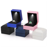 1PC LED Light Ring Box Engagement Proposal Wedding Luxury Gift Box Red Wine Ring Case for Valentine&