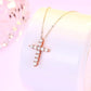 BIJOX STORY 3mm Moissanite Cross Pendant Necklace Original Sterling SILVER Chain Plated 18k White GOLD Rose GOLD Fine Necklace for Women Great For Gift via Family Jewelry and Clovers