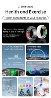 Smart Ring Bluetooth 5.1 Sleep Camera Remote Control Multiple Exercise Modes Wearable Fitness Ring Jewelry and Clovers