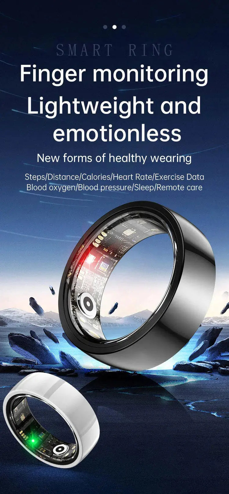 Smart Ring Bluetooth 5.1 Sleep Camera Remote Control Multiple Exercise Modes Wearable Fitness Ring Jewelry and Clovers