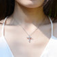 BIJOX STORY 3mm Moissanite Cross Pendant Necklace Original Sterling SILVER Chain Plated 18k White GOLD Rose GOLD Fine Necklace for Women Great For Gift via Family Jewelry and Clovers
