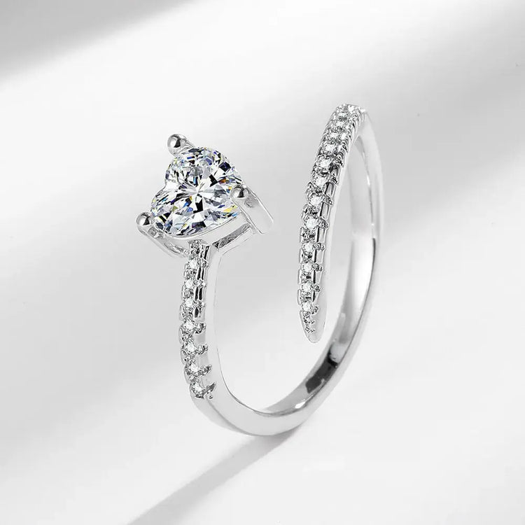 925 Sterling Silver Light Luxury Fashion Versatile Love Zircon Ring Birthday Party Anniversary Gift Jewelry and Clovers