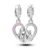 Charms Beads 925 Sterling Silver Pink Love Bow Rubik&