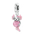 Charms Beads 925 Sterling Silver Pink Love Bow Rubik&