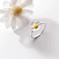 New Fashion Silver Color Green Flower Leaf Rose Daisy Enamel Open Finger Rings For Women Girl Jewelry Gift Dropship Wholesale Jewelry and Clovers