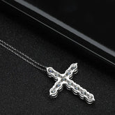 BIJOX STORY 3mm Moissanite Cross Pendant Necklace Original Sterling SILVER Chain Plated 18k White GOLD Rose GOLD Fine Necklace for Women Great For Gift via Family Jewelry and Clovers