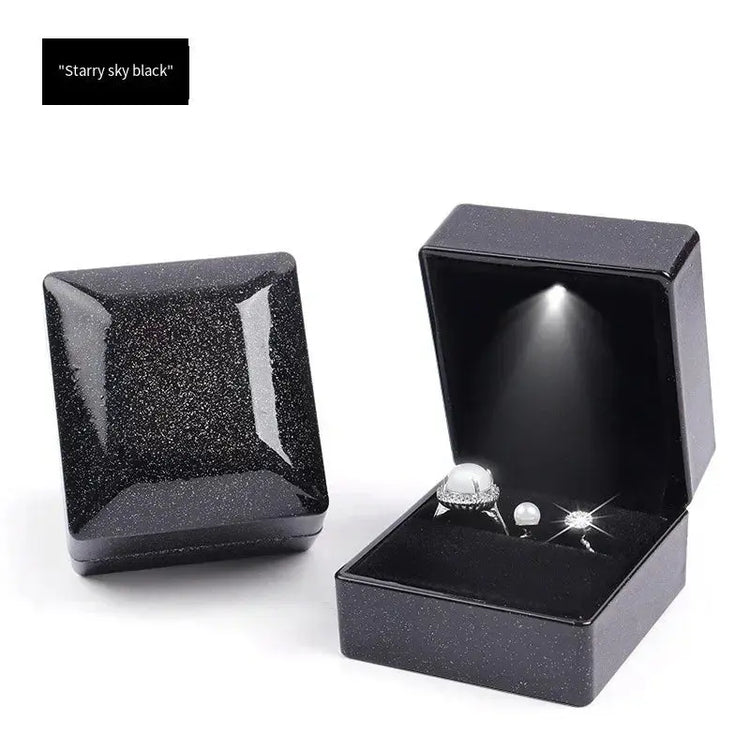 1PC LED Light Ring Box Engagement Proposal Wedding Luxury Gift Box Red Wine Ring Case for Valentine&