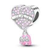 Charms Beads 925 Sterling Silver Pink Love Bow Rubik&