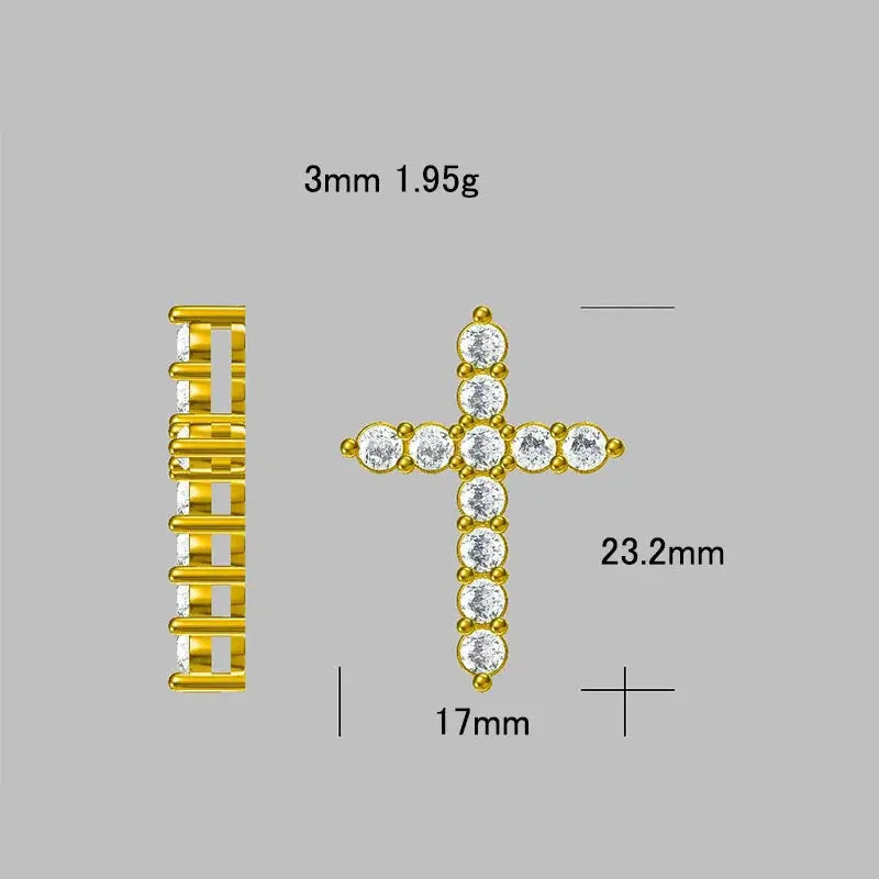 BIJOX STORY 3mm Moissanite Cross Pendant Necklace Original Sterling SILVER Chain Plated 18k White GOLD Rose GOLD Fine Necklace for Women Great For Gift via Family Jewelry and Clovers