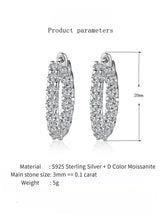2.6ct D Color Moissanite 925 Sterling Sliver Plated White Gold Hoop Earring’s Jewelry and Clovers