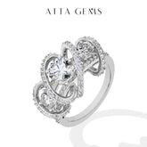 BRAND: ATTA GEMS Three-Stone Cluster Moissanite Ring for Women - 1CT Round Cut 100% 925 Sterling Silver Twist Engagement Fine Jewelry Jewelry and Clovers