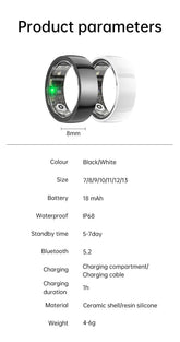 Smart Ring Bluetooth 5.1 Sleep Camera Remote Control Multiple Exercise Modes Wearable Fitness Ring Jewelry and Clovers