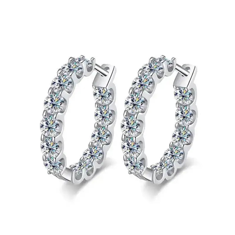 2.6ct D Color Moissanite 925 Sterling Sliver Plated White Gold Hoop Earring’s Jewelry and Clovers