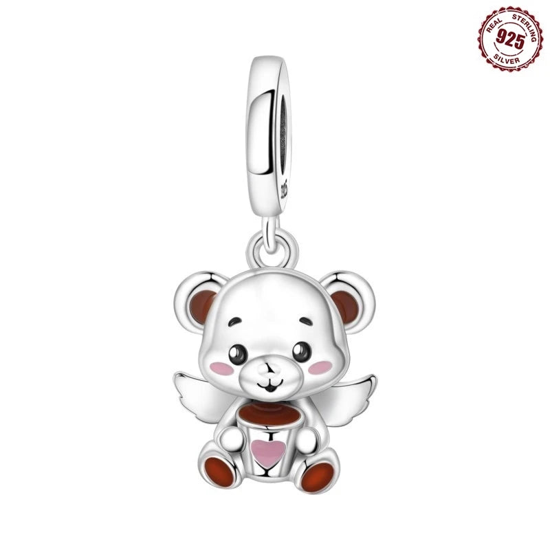 MISEFF New Original Bracelet 925 Sterling Silver Lovely Angel Girl Charms Beads For Jewelry Gifts