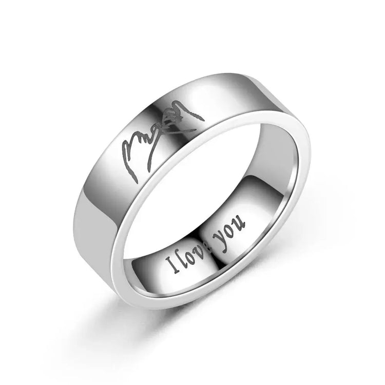 1pc I Love You Engraved Titanium Steel Ring - Durable, Hypoallergenic Mens Band, Perfect for a Gift Jewelry and Clovers