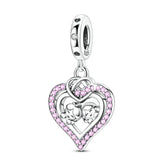 Charms Beads 925 Sterling Silver Pink Love Bow Rubik&