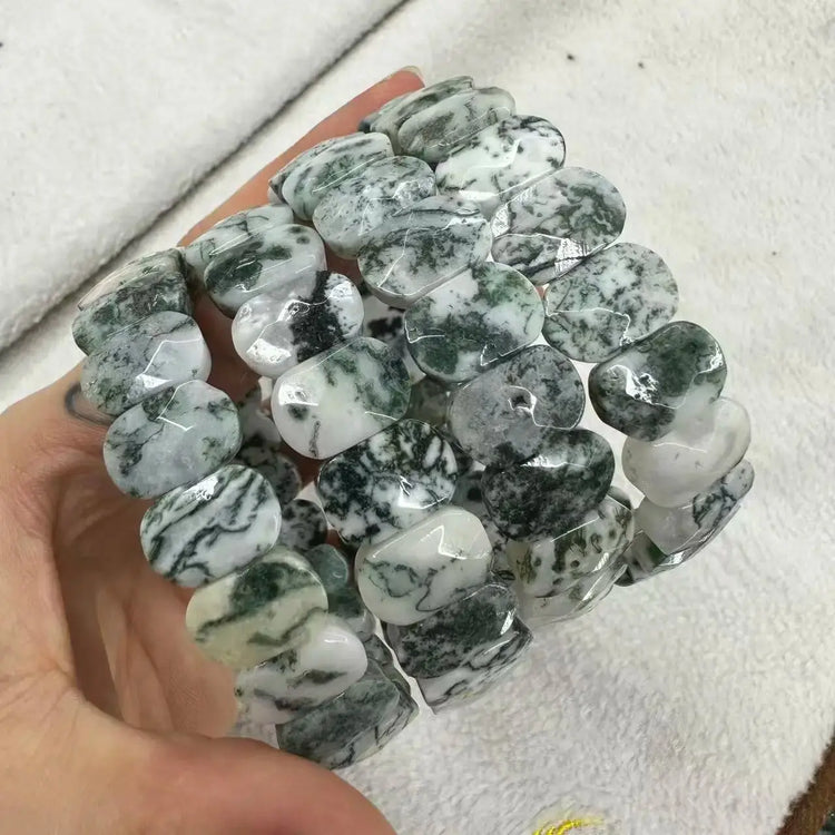 Natural Stone 8*14mm  Faceted Bracelets Lapis Labradorite Crystal  Red Jasper Agate Howlite Rhodonite Unakite For Wholesale Jewelry and Clovers
