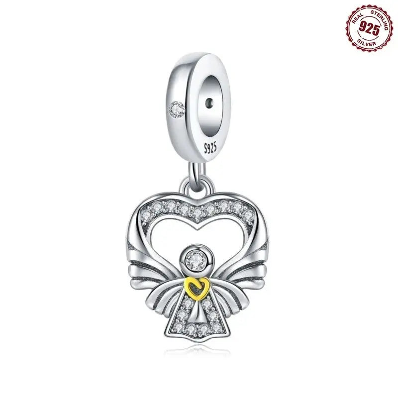 MISEFF New Original Bracelet 925 Sterling Silver Lovely Angel Girl Charms Beads For Jewelry Gifts Jewelry and Clovers