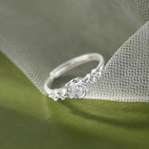 Real 925 Sterling Silver Zircon Camellia Rose Plant Adjustable Rings for Women Romantic Fine Jewelry Minimalist Accessories Jewelry and Clovers