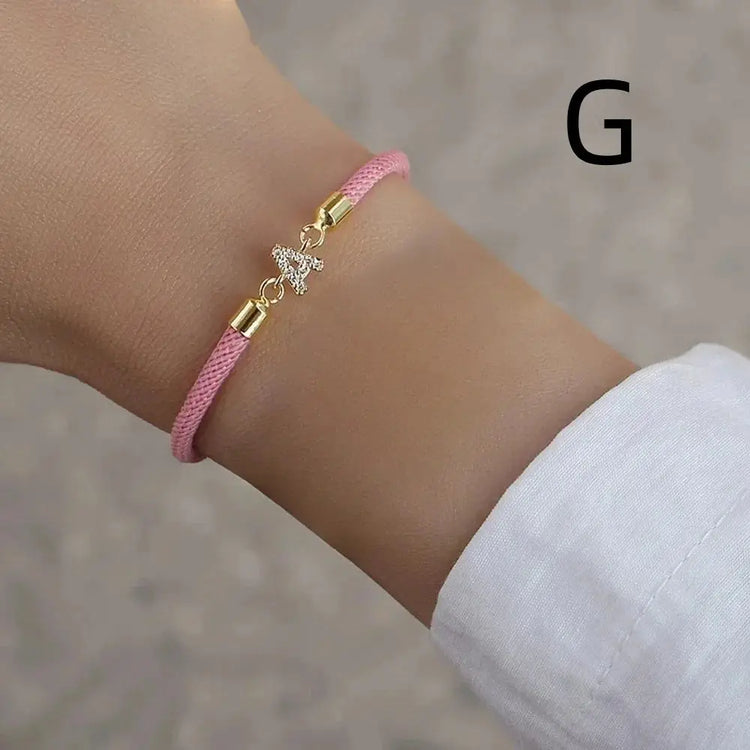 2023 New Pave Zircon A-Z Initial Letter Bracelets For Women Colorful Adjustable Rope Charm Bracelet For Women Jewelry Gift Jewelry and Clovers