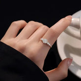 Real 925 Sterling Silver Zircon Camellia Rose Plant Adjustable Rings for Women Romantic Fine Jewelry Minimalist Accessories Jewelry and Clovers