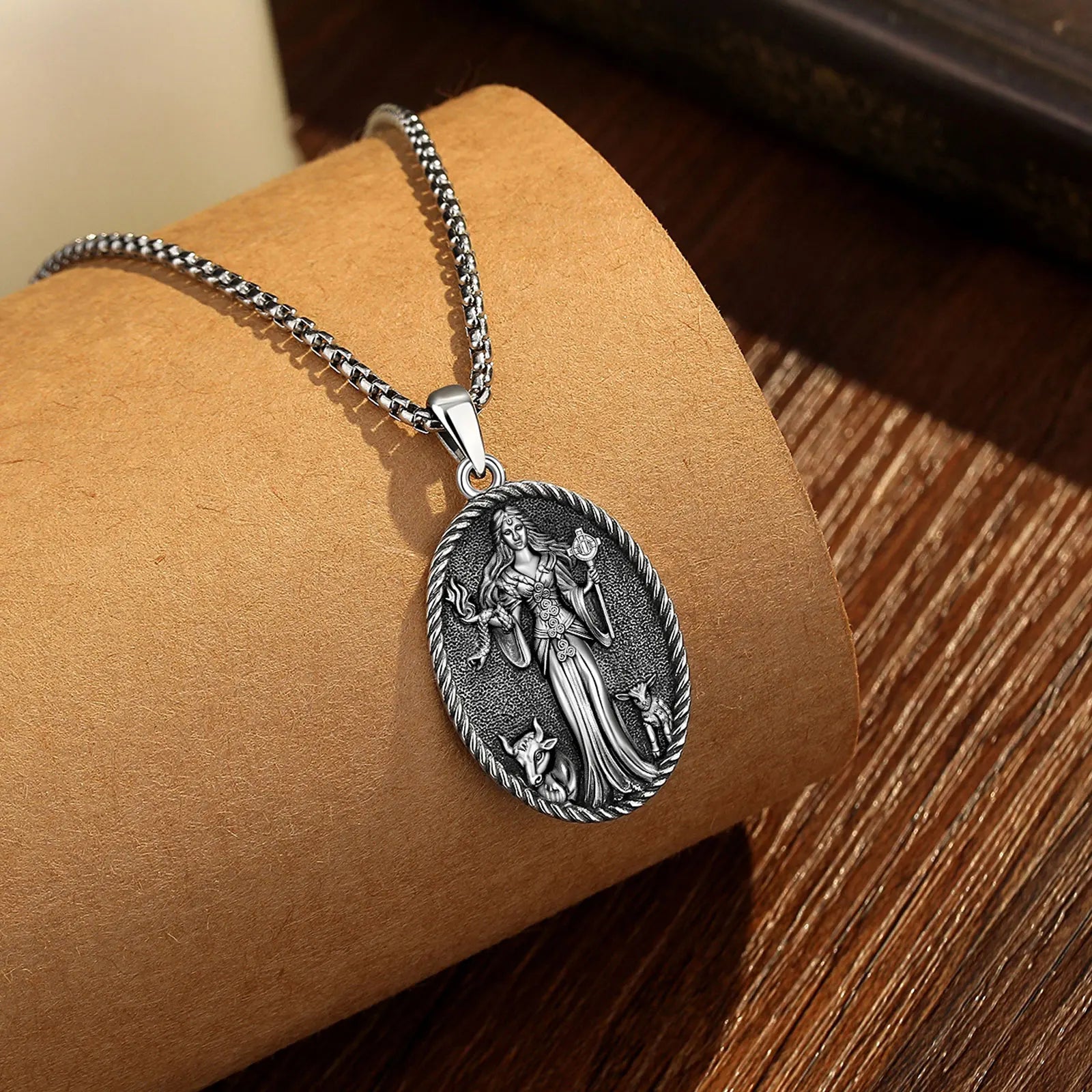 Eudora 925 Sterling Silver Brigid Goddess Necklace Brigid's Cross Amulet Pendant Wicca Pagan Jewelry Spiritual Gift for Women