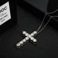 BIJOX STORY 3mm Moissanite Cross Pendant Necklace Original Sterling SILVER Chain Plated 18k White GOLD Rose GOLD Fine Necklace for Women Great For Gift via Family Jewelry and Clovers