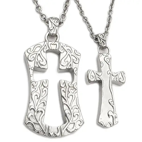 Celebrate love and faith with our elegant Couple Cross Necklaces, perfect for wearing together or sharing with your beloved.