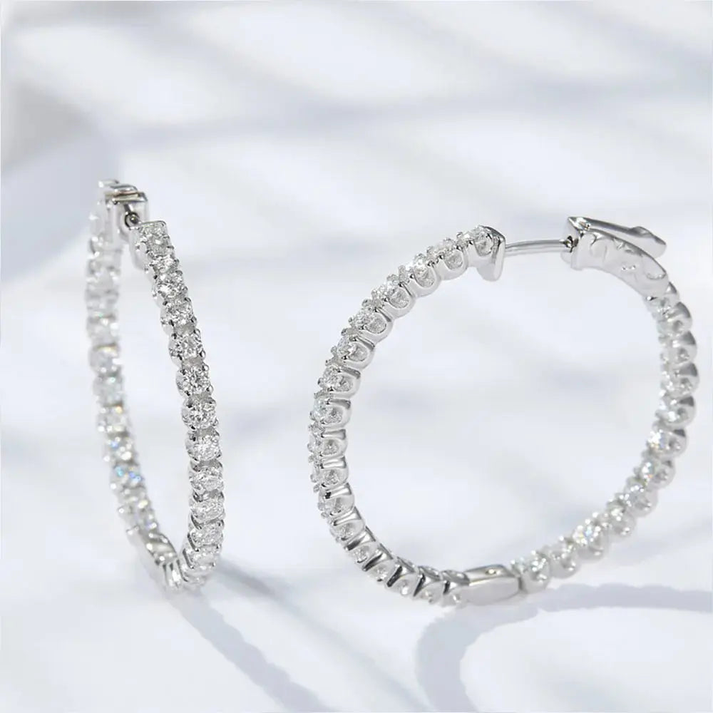KNOBSPIN D VVS1 Moissanite Hoop Earrings for Women Sparking Diamond with GRA Original s925 Sterling Silver Plated 18k Earring Jewelry and Clovers