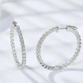 KNOBSPIN D VVS1 Moissanite Hoop Earrings for Women Sparking Diamond with GRA Original s925 Sterling Silver Plated 18k Earring Jewelry and Clovers