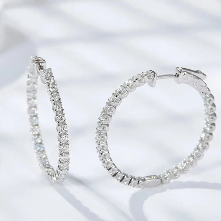KNOBSPIN D VVS1 Moissanite Hoop Earrings for Women Sparking Diamond with GRA Original s925 Sterling Silver Plated 18k Earring Jewelry and Clovers