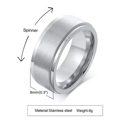 Vnox Personalized Spinner Ring for Men Women 6mm Stainless Steel Rotatable Wedding Band Custom Name Date Initial Male Tail Ring Jewelry and Clovers