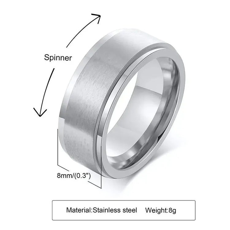 Vnox Personalized Spinner Ring for Men Women 6mm Stainless Steel Rotatable Wedding Band Custom Name Date Initial Male Tail Ring Jewelry and Clovers