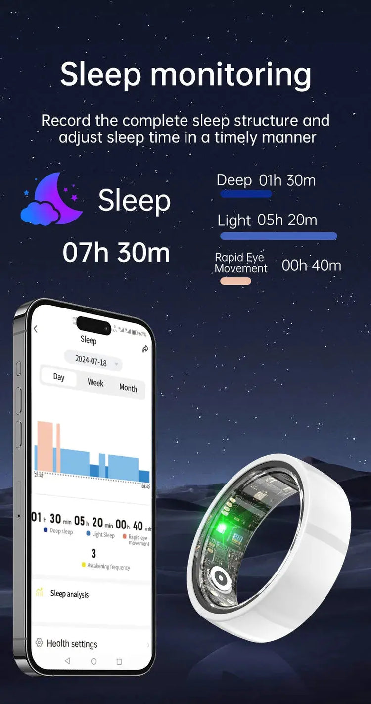 Smart Ring Bluetooth 5.1 Sleep Camera Remote Control Multiple Exercise Modes Wearable Fitness Ring Jewelry and Clovers
