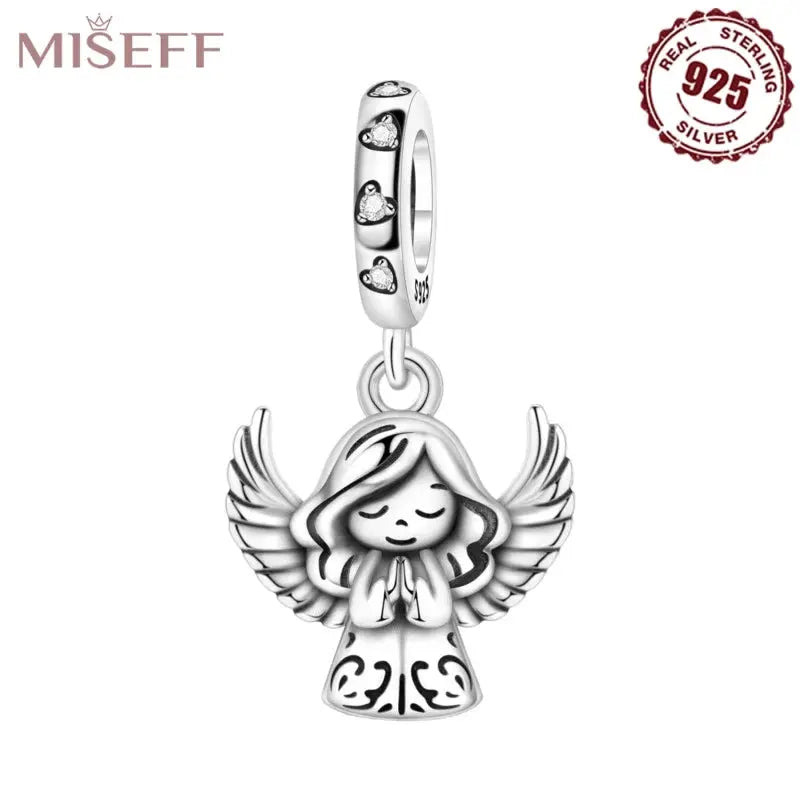 MISEFF New Original Bracelet 925 Sterling Silver Lovely Angel Girl Charms Beads For Jewelry Gifts Jewelry and Clovers