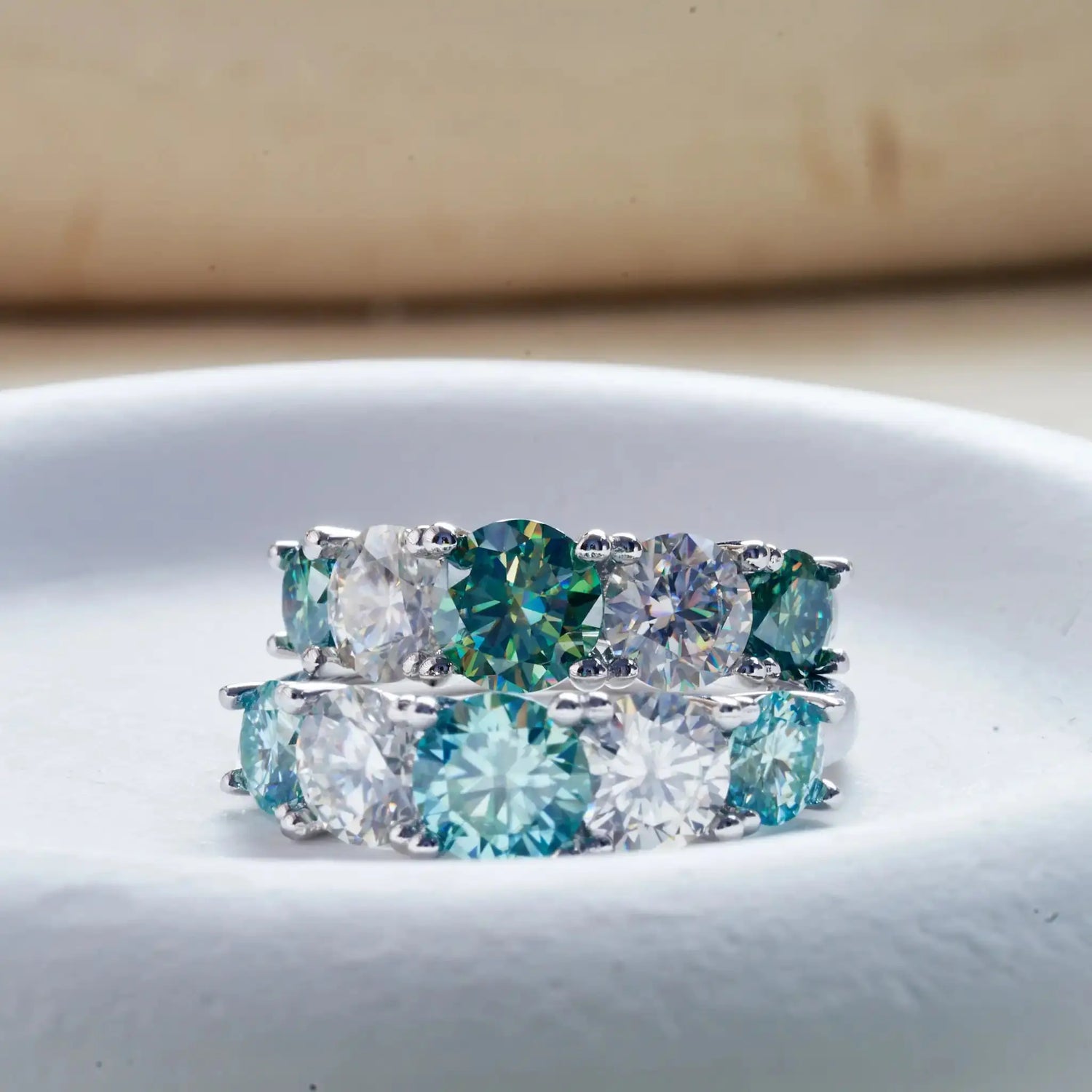 Luxury Total 3.6 Carat moissanite lab Diamonds Rings  Round Brilliant for Women Bride Wedding Band Gift fine dating Jewelry gift Jewelry and Clovers