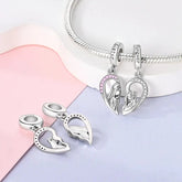 Charms Beads 925 Sterling Silver Pink Love Bow Rubik&
