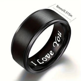 1pc I Love You Engraved Titanium Steel Ring - Durable, Hypoallergenic Mens Band, Perfect for a Gift Jewelry and Clovers