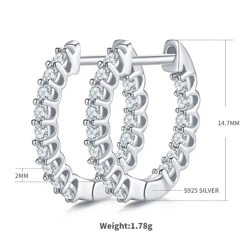 KNOBSPIN D VVS1 Moissanite Hoop Earrings for Women Sparking Diamond with GRA Original s925 Sterling Silver Plated 18k Earring Jewelry and Clovers